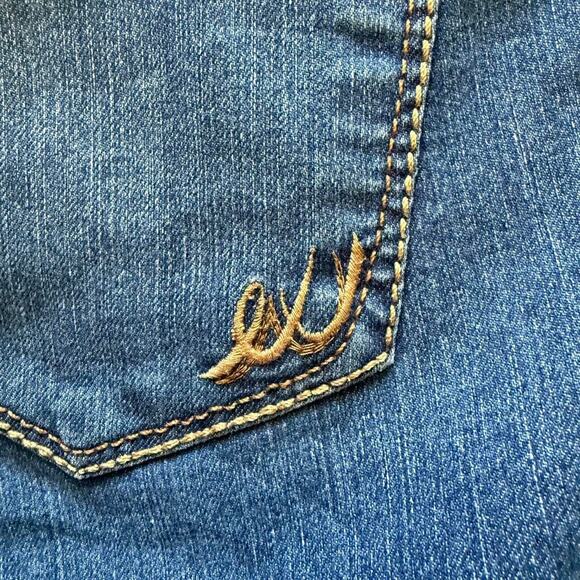 Express Jeans Womens Flare Low Rise Dark Wash Stella Fit & Flare Size 10 - Picture 5 of 7